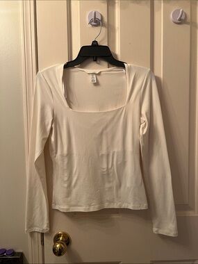 H&M Square Neck Long Sleeve Top - Cream